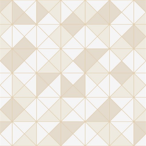 Beige Metallic Geo Triangle & Square Wallpaper