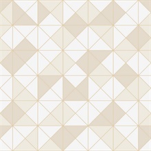 Beige Metallic Geo Triangle & Square Wallpaper