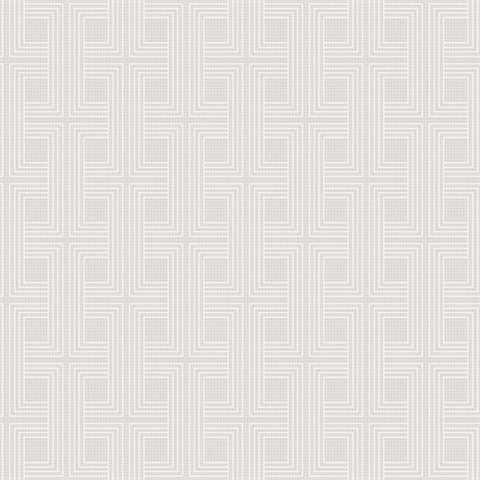 Beige Metallic Interlocking Geometric Art Deco Squares Wallpaper
