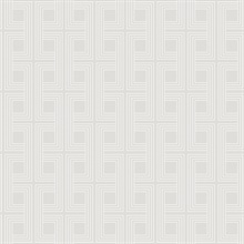 Beige Metallic Interlocking Geometric Art Deco Squares Wallpaper