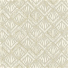 Beige Modern Shell Metallic Geometric Art Deco Wallpaper