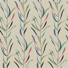 Beige & Pink Chloe Vine Vertical Stripe Wallpaper