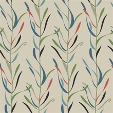 Beige & Pink Chloe Vine Vertical Stripe Wallpaper