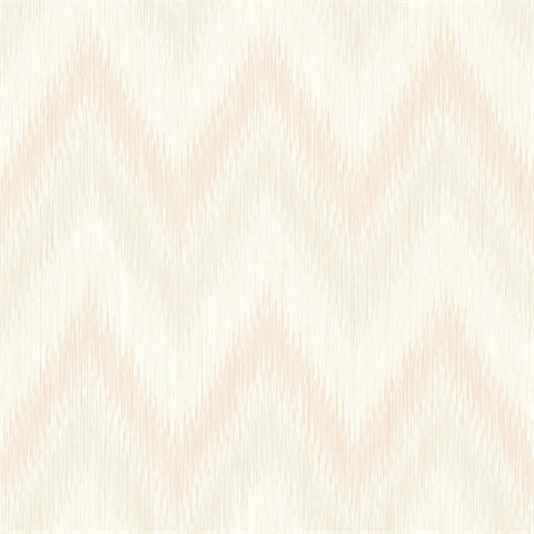 Beige & Pink Regent Flamestitch Wavy Textured Stringcloth Wallpaper