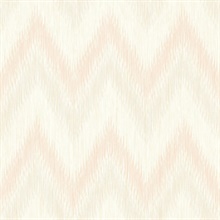 Beige & Pink Regent Flamestitch Wavy Textured Stringcloth Wallpaper