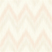 Beige & Pink Regent Flamestitch Wavy Textured Stringcloth Wallpaper