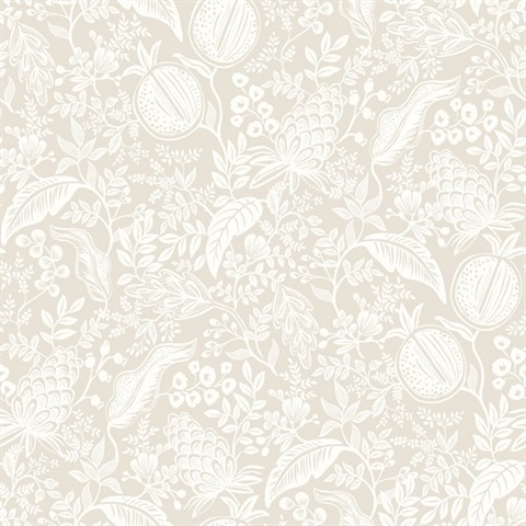 Beige Pomegranate Tropical Foliage Wallpaper