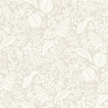 Beige Pomegranate Tropical Foliage Wallpaper