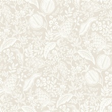 Beige Pomegranate Tropical Foliage Wallpaper