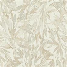 Beige Rainforest Leaves Wallpaper