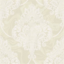 Beige Raised Large Textured Damask Wallpaper