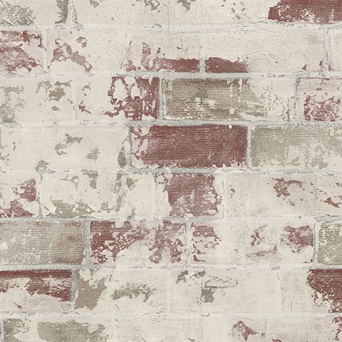 Beige & Red Deconstructed Faux Brick