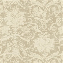 Beige Rochester Large Damask Wallpaper