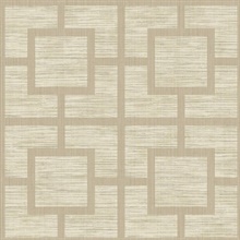 Beige Screen on Grass Faux with Textile Strings Wallpaper