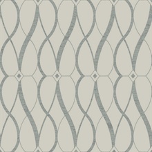 Beige & Silver Art Deco Geometric Hourglass Wallpaper