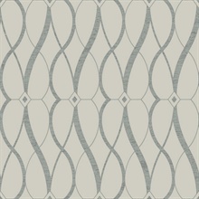 Beige &amp; Silver Art Deco Geometric Hourglass Wallpaper