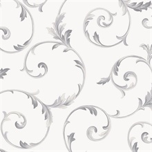 Beige & Silver Classic Scroll Wallpaper