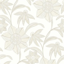 Beige Star Flower Coastal Floral Wallpaper
