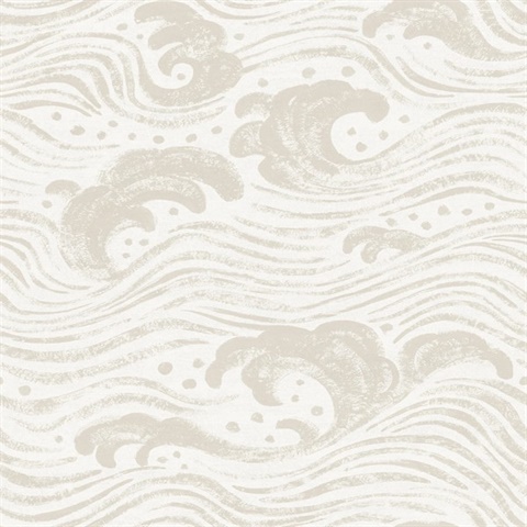 Beige Swell Coastal Ocean Wallpaper