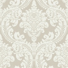 Beige Tapestry Acanthus Damask Wallpaper