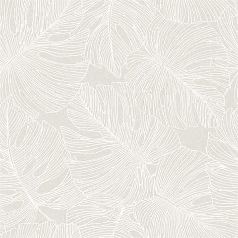 Beige Tarra Monstera Large Leaf Wallpaper