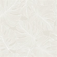 Beige Tarra Monstera Large Leaf Wallpaper