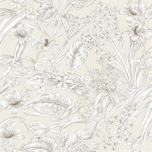 Beige & Taupe Orchid Conservatory Toile Wallpaper