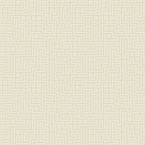 Beige Textured Greek Key Wallpaper