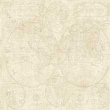 Beige Vintage World Map Wallpaper