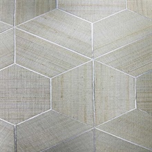 Beige Wallquest BX10014 Grasscloth Honeycomb Metallic Wallpaper