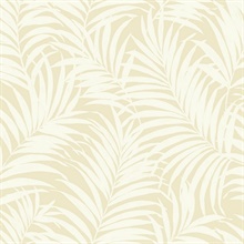 Beige & White Commercial Tropical Palm Leaves Wallpaper