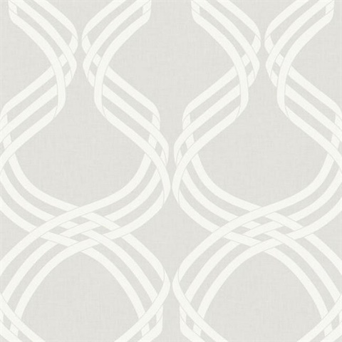 Beige & White Dante Ribbon Wallpaper