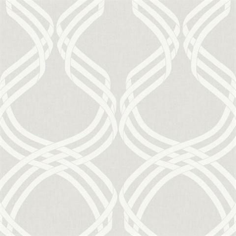 Beige & White Dante Ribbon Wallpaper