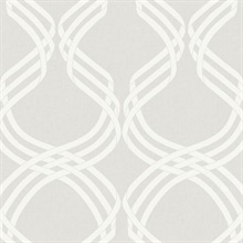 Beige &amp; White Dante Ribbon Wallpaper