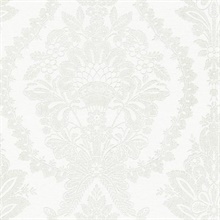 Beige &amp; White Heritage Damask Wallpaper