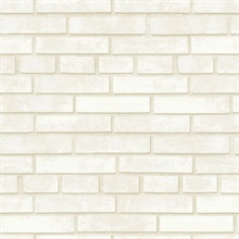 Beige & White Modern Brick Non Textured Wallpaper