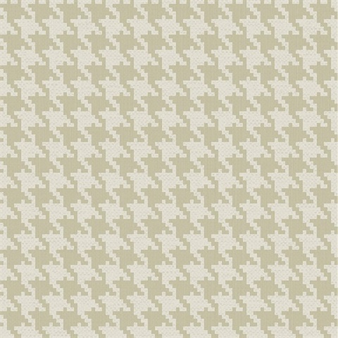Beige &  White Textured Small Houndstooth Wallpaper