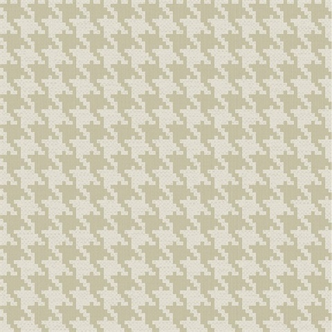 Beige &  White Textured Small Houndstooth Wallpaper