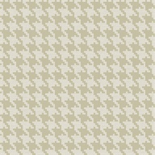 Beige &  White Textured Small Houndstooth Wallpaper