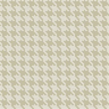 Beige &  White Textured Small Houndstooth Wallpaper
