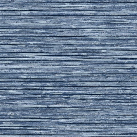 Bellport Denim Faux Textured Wood Slats Wallpaper