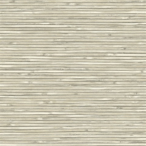 Bellport Ivory Faux Textured Wood Slats Wallpaper
