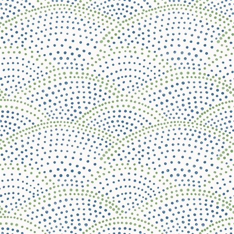 Bennett Blue Dotted Scallop Wallpaper