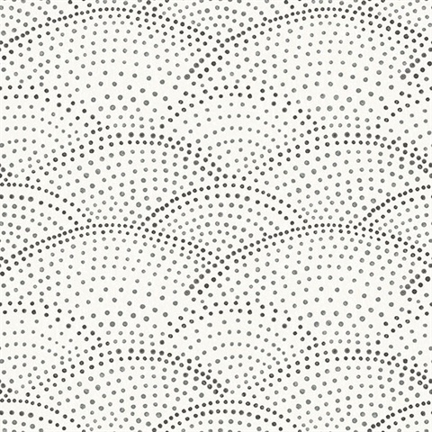 Bennett Charcoal Dotted Scallop Wallpaper