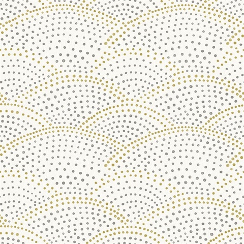 Bennett Grey & Yellow Dotted Scallop Wallpaper