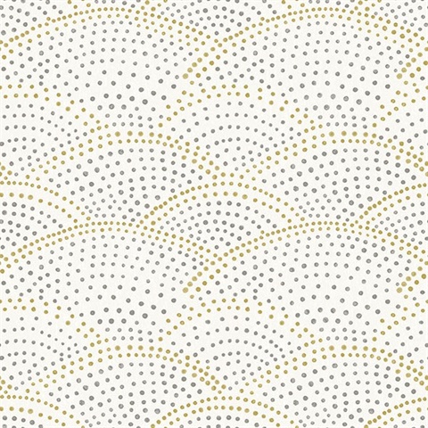 Bennett Grey & Yellow Dotted Scallop Wallpaper