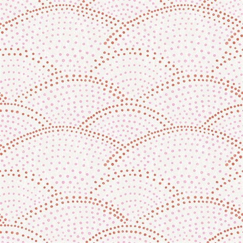 Bennett Pink Dotted Scallop Wallpaper