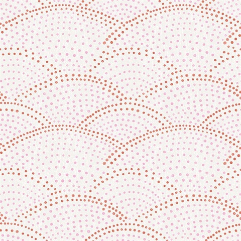 Bennett Pink Dotted Scallop Wallpaper