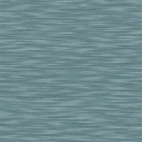 Benson Turquoise Horizontal Textured Faux Linen Wallpaper