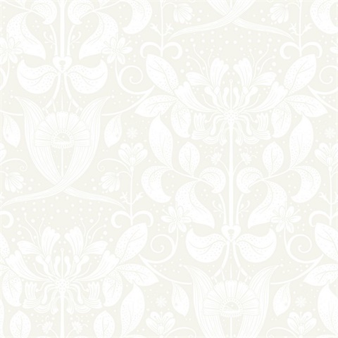 Berit Bone Floral Crest Wallpaper